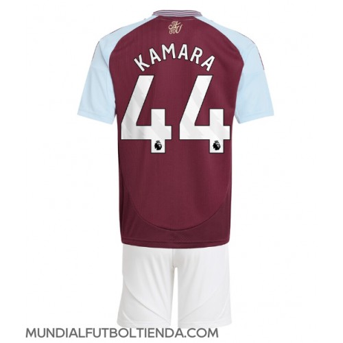 Camiseta Aston Villa Boubacar Kamara #44 Primera Equipación Replica 2024-25 para niños mangas cortas (+ Pantalones cortos)